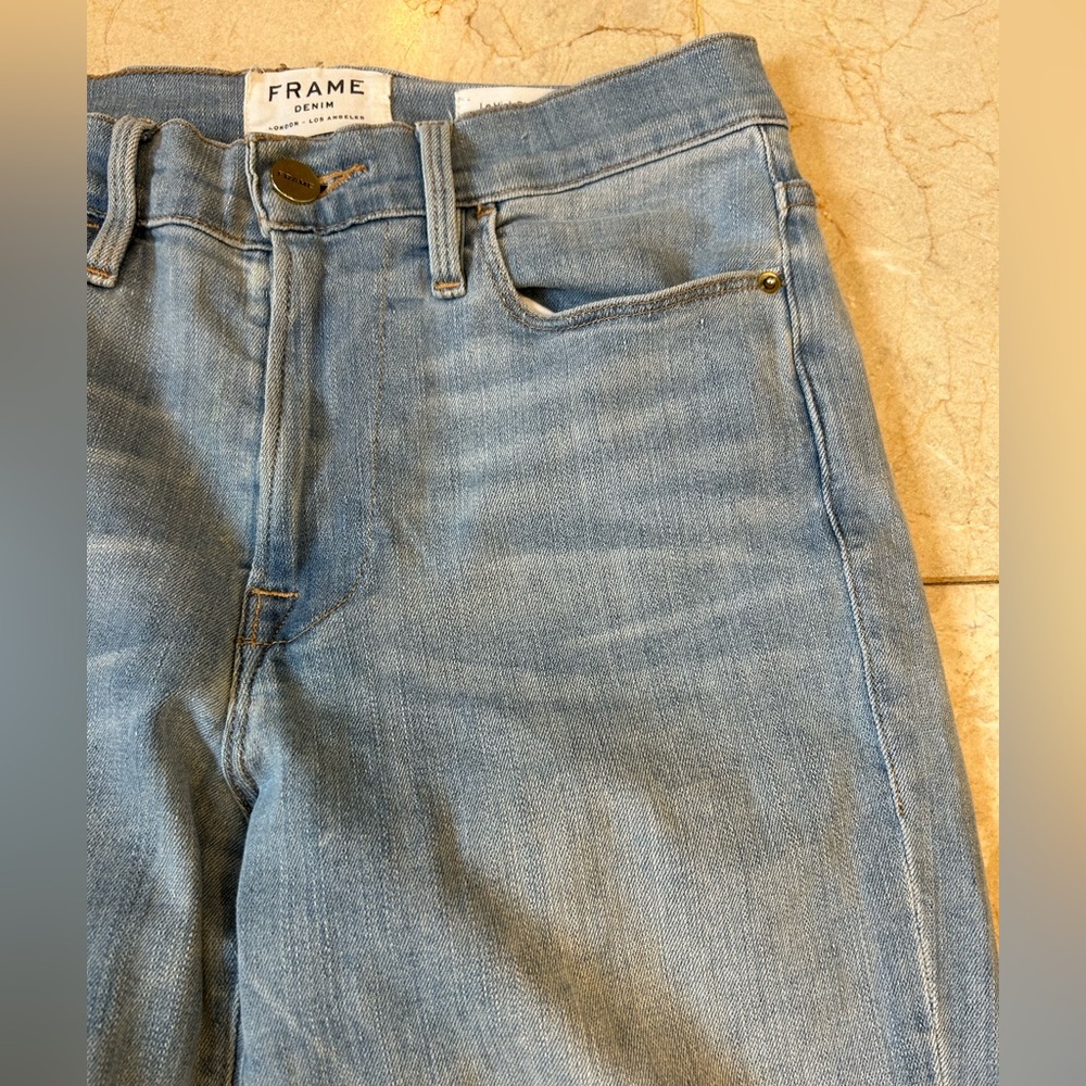 Frame Denim London LA, Blue Gradient Flare Jeans, Le High Straight, Sz 4 - Picture 5 of 15